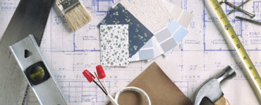 Building materials, blueprints and paint chips