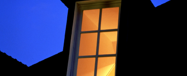 Dormer window at night